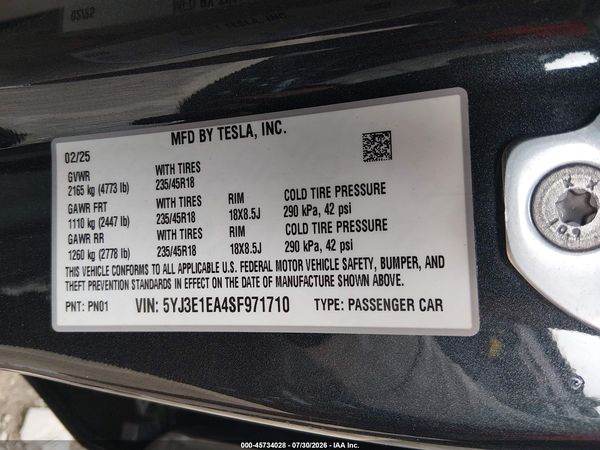 2025 TESLA MODEL 3