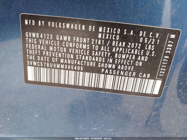 2021 VOLKSWAGEN JETTA 1.4T R-LINE/1.4T SE/S — I9