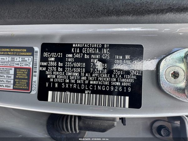 2022 KIA SORENTO X-LINE S