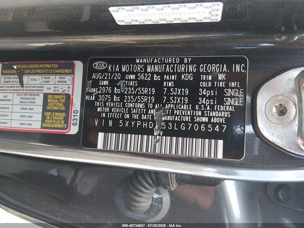 2020 KIA SORENTO 3.3L EX