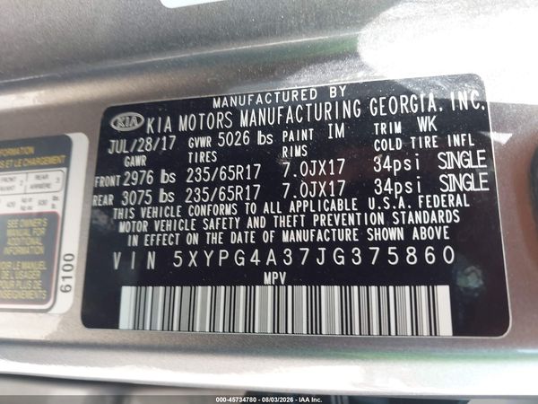 2018 KIA SORENTO 2.4L LX