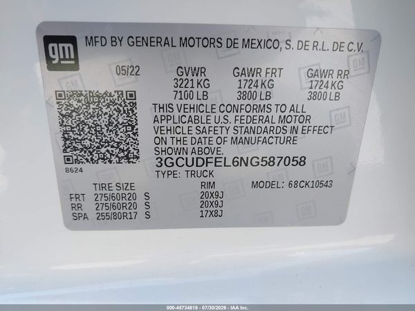 2022 CHEVROLET SILVERADO 1500 — I9