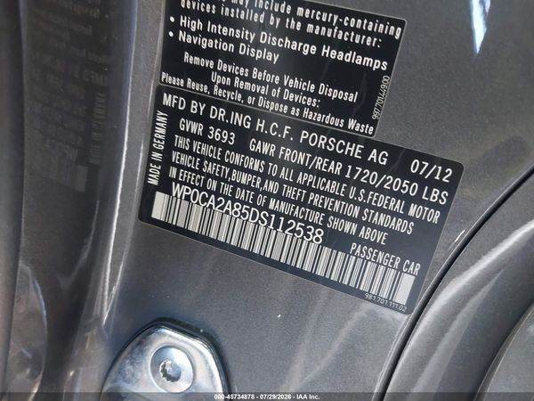 2013 PORSCHE BOXSTER