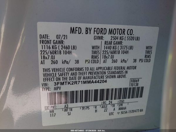 2021 FORD MUSTANG MACH-E CALIFORNIA ROUTE 1