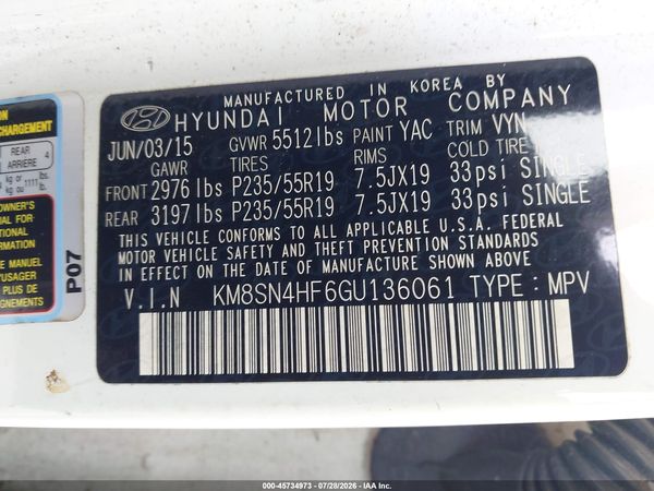 2016 HYUNDAI SANTA FE LIMITED
