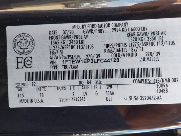 2020 FORD F-150 XLT