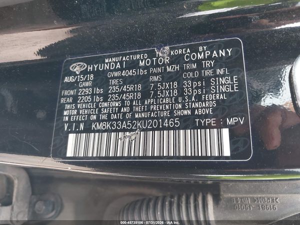 2019 HYUNDAI KONA LIMITED