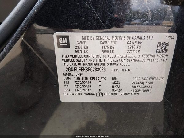 2015 CHEVROLET EQUINOX LT — I9