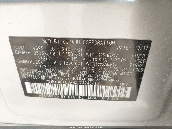 2018 SUBARU OUTBACK 2.5I PREMIUM