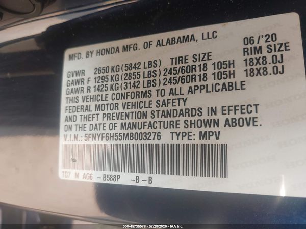 2021 HONDA PILOT AWD EX-L