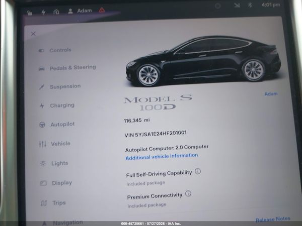 2017 TESLA MODEL S 100D/60D/75D/90D/P100D