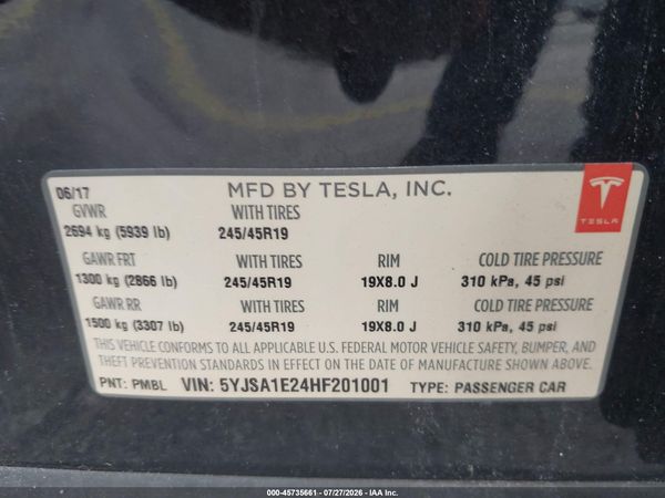2017 TESLA MODEL S 100D/60D/75D/90D/P100D