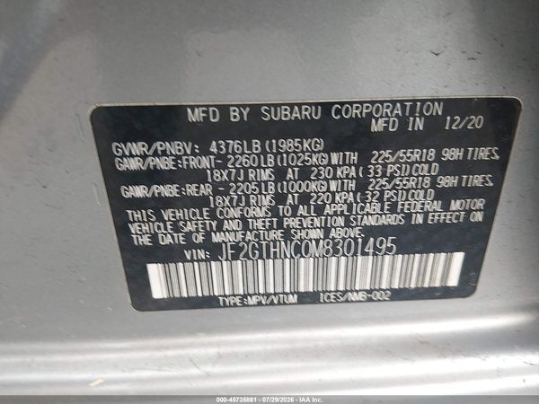 2021 SUBARU CROSSTREK LIMITED — I9