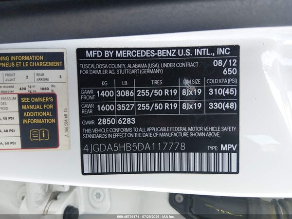 2013 MERCEDES-BENZ ML 350 4MATIC