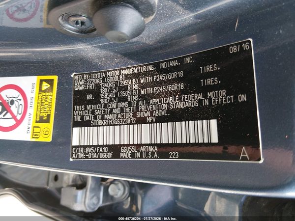 2016 TOYOTA HIGHLANDER LE PLUS V6
