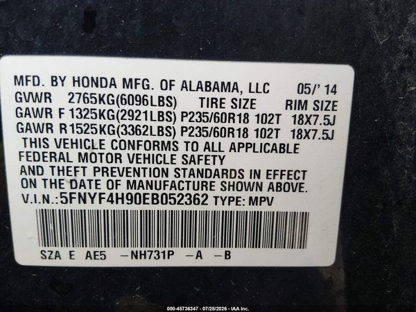 2014 HONDA PILOT TOURING
