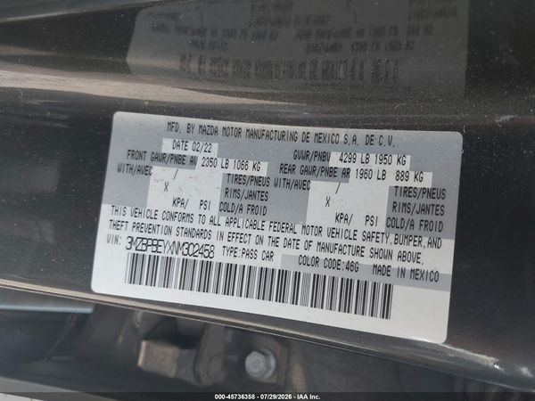 2022 MAZDA MAZDA3 PREMIUM PLUS