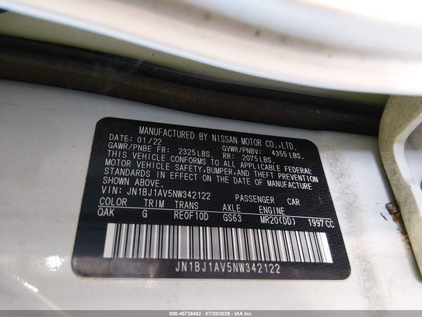 2022 NISSAN ROGUE SPORT S FWD XTRONIC CVT