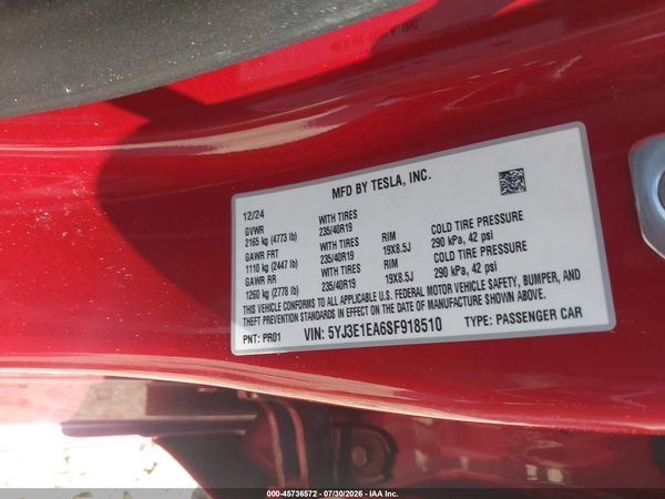 2025 TESLA MODEL 3