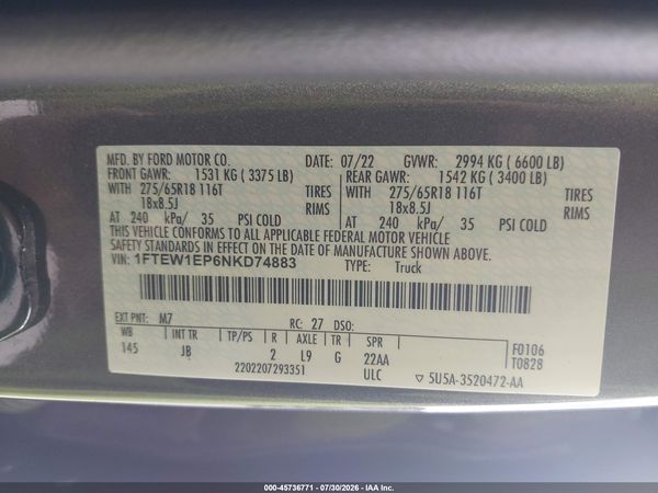 2022 FORD F-150 XL