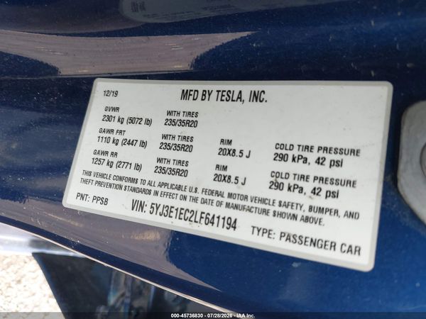 2020 TESLA MODEL 3