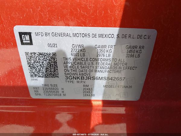2021 CHEVROLET BLAZER AWD 3LT — I9