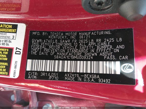 2021 LEXUS ES 300H 300h Premium