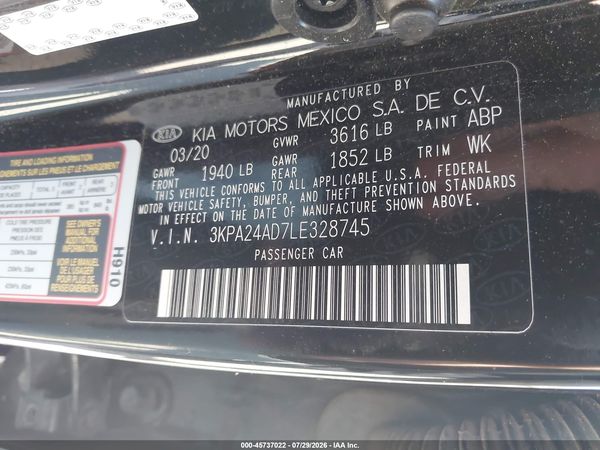 2020 KIA RIO S