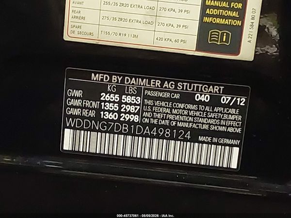 2013 MERCEDES-BENZ S 550 S550