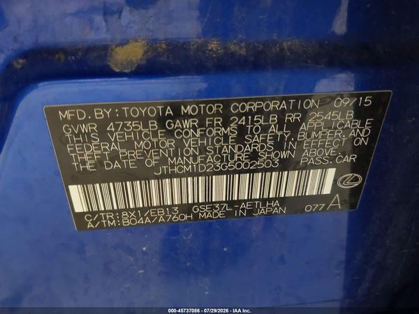 2016 LEXUS IS 300