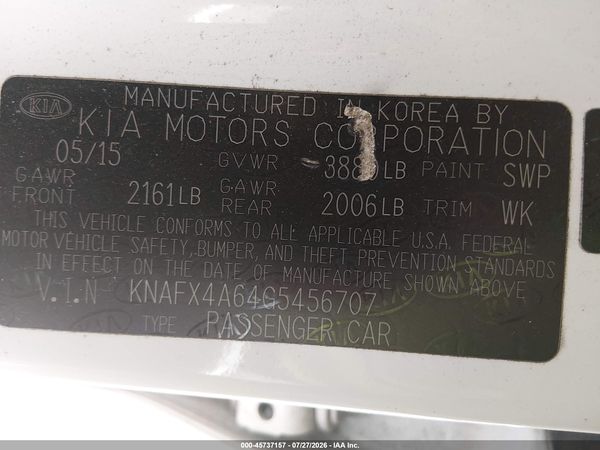 2016 KIA FORTE LX