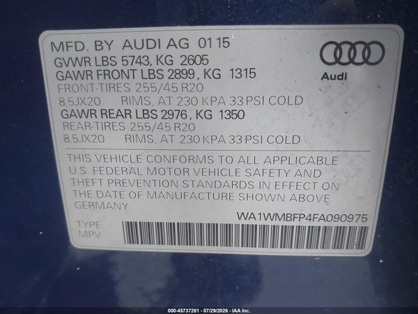 2015 AUDI Q5 3.0 TDI PREMIUM PLUS