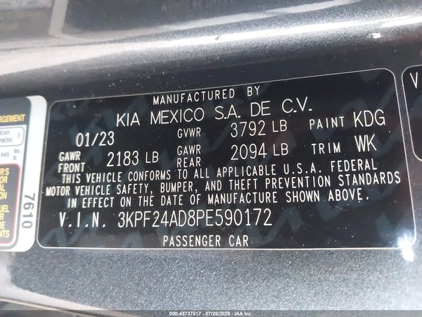 2023 KIA FORTE LXS