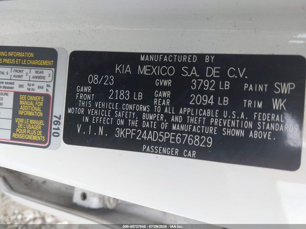 2023 KIA FORTE LXS