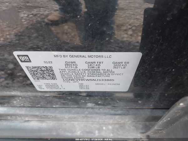 2022 CHEVROLET TRAVERSE AWD LT LEATHER — I9