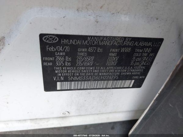2020 HYUNDAI SANTA FE SEL