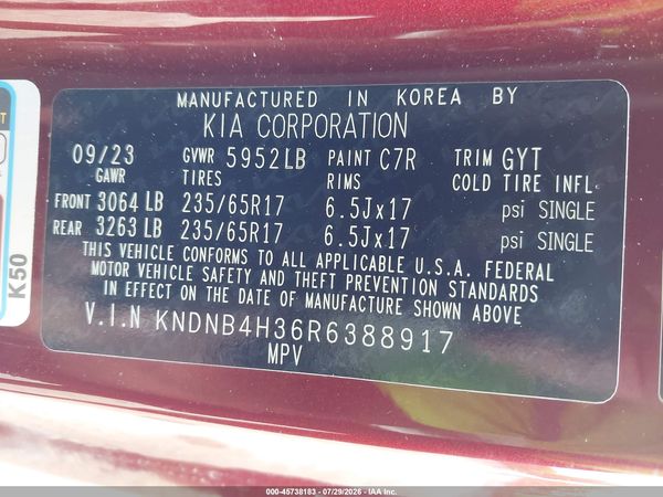 2024 KIA CARNIVAL MPV LX SEAT PACKAGE