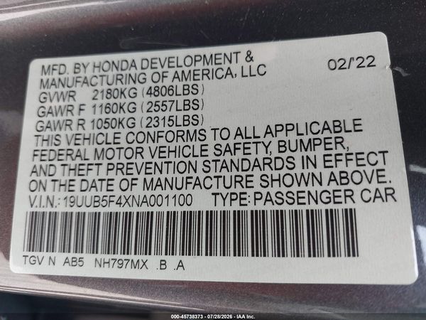 2022 ACURA TLX TECHNOLOGY PACKAGE
