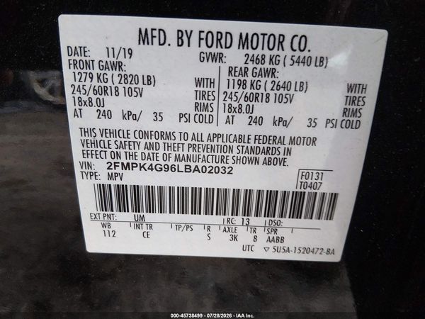2020 FORD EDGE SE — I9