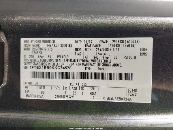2019 FORD F-150 XLT