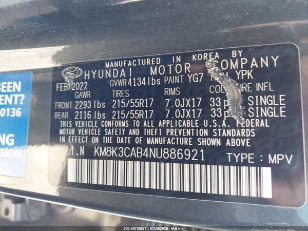 2022 HYUNDAI KONA SEL