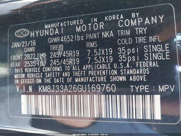 2016 HYUNDAI TUCSON LIMITED