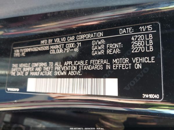 2016 VOLVO S60 T5 DRIVE-E PREMIER