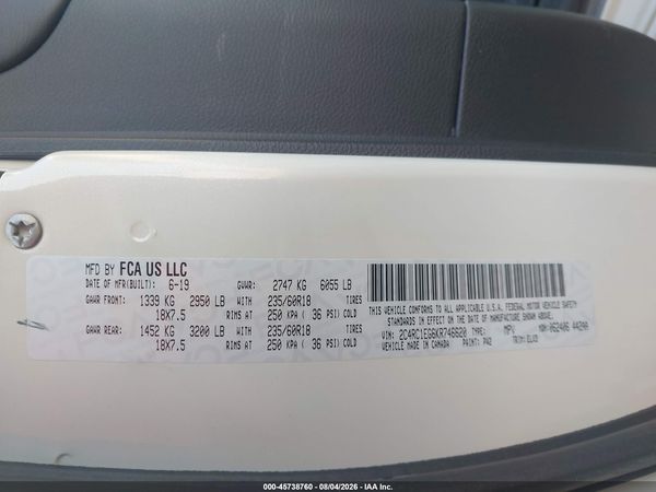 2019 CHRYSLER PACIFICA — I9