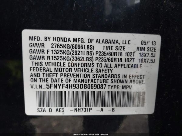 2013 HONDA PILOT TOURING