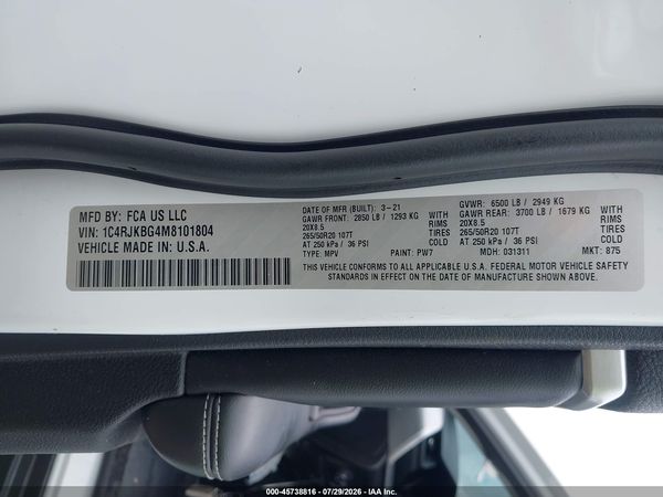 2021 JEEP GRAND CHEROKEE L LIMITED 4X4