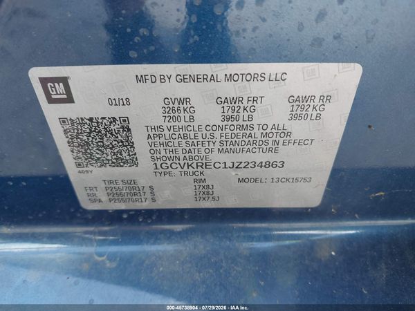 2018 CHEVROLET SILVERADO 1500 1LT — I9