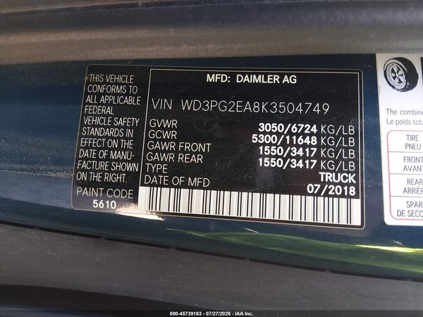 2019 MERCEDES-BENZ METRIS