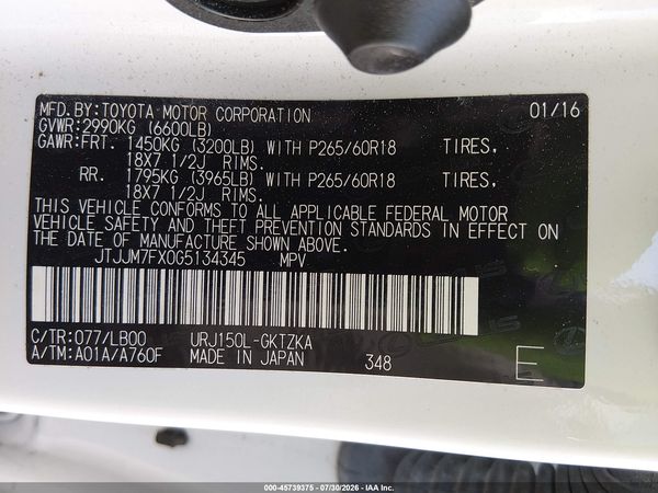 2016 LEXUS GX 460 LUXURY