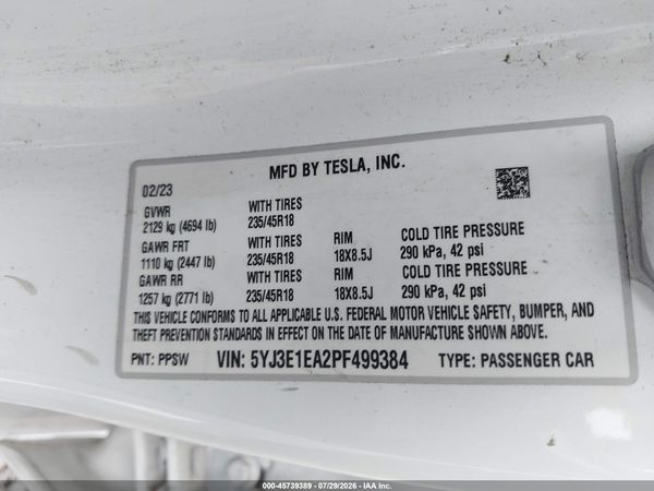 2023 TESLA MODEL 3 REAR-WHEEL DRIVE